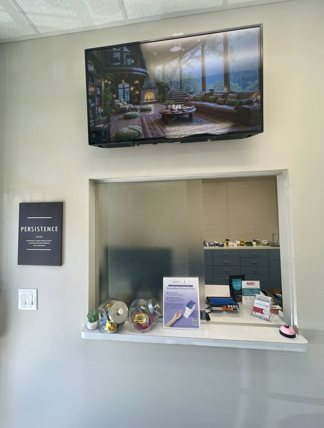 Clinician administering a Tdap vaccine in pharmacy clinic area